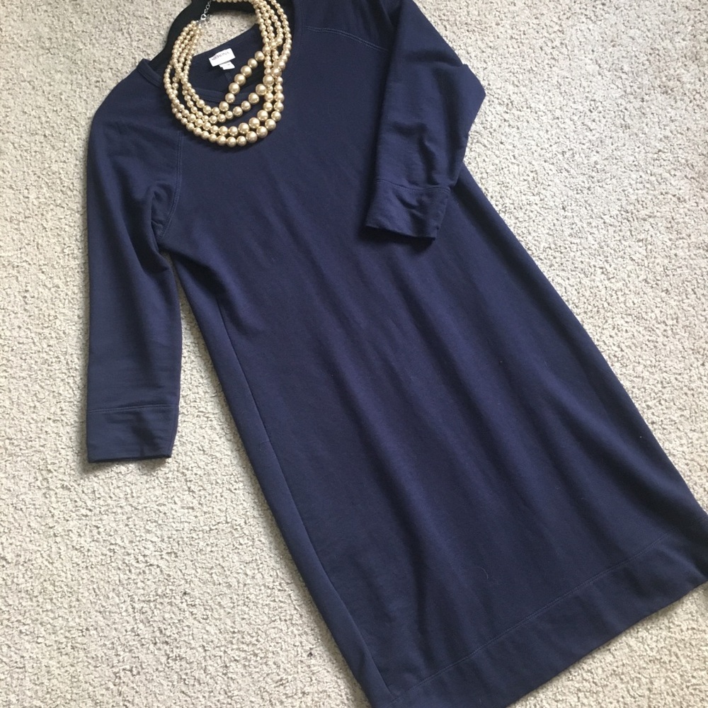 Navy 3/4 sleeve midi Meroma dress (M) EUC/like new